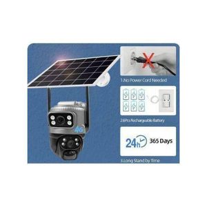 Duo Lens Solar SIM CARD CCTV Light Solar Powered 4G GSM/ PTZ 360 Camera – With Batteries