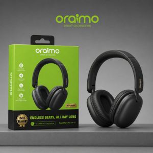 Oraimo BLACK BoomPop Lite OHP-317 – 65Hr Playtime, Sound360™ Spatial Audio & ENC Over-Ear Wireless Headphones
