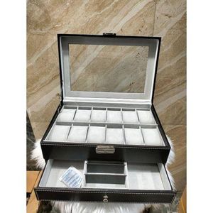 Watch Organizer 12 Slots & 1 Drawer.  Suitable for Watches & Jewelry Display Storage. PU Leather with lockable key. Adjustable pillows.