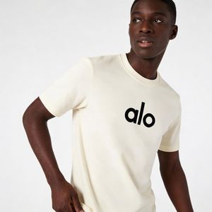 Beige T-Shirt Essential Logo Soft Cotton Sport Top For Men.