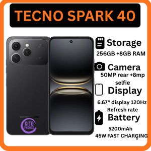 Tecno Spark 40, 6.67'' HD+, 256GB ROM + Up to 16GB RAM (Dual Sim) 50MP, 5200mAh