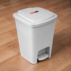 30L Gray Hard Plastic Lift Lid Smooth Operation Step Pedal Waste Garbage Dust Bin