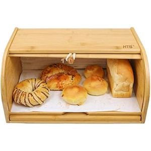 Bamboo Bread Box Wooden Bread Bin Kitchen snack, pantry ,loaf Storage Box