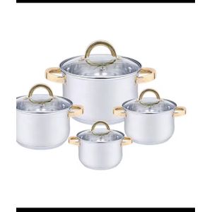 Premium Aluminium Stainless Sufuria Set – Heavy Duty Cooking Pots with Glass Lids (4-Piece Set)