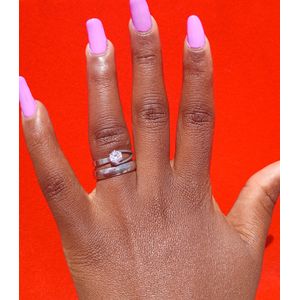 Silver Plated Double wedding ring engagement ring for women with free box