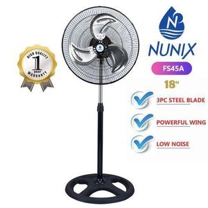 Nunix 18 inches Free Standing Fan With 3pcs Steel Blade, Powerful Wing and Low Noise