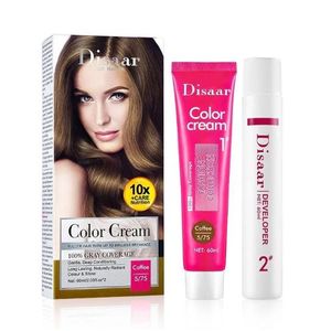 Disaar long lasting beautiful Coffee 5/75 hair color cream 100% cover grey hair dye color cream 60ml
