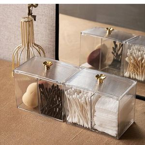 Acrylic Makeup Organizer Transparent Cotton Swabs Container Cosmetic Cotton Pad Organizer Jewelry Storage Box(Empty Box)