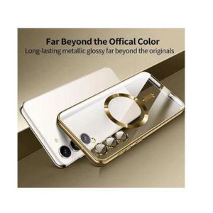 Samsung Galaxy A16 Transparent Clear And Colorless With Golden Edges Magsafe Unique And Stylish Military Shockproof Phone Case Protective Cover