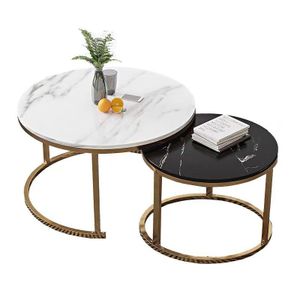 Home Deca Nesting Coffee Table Set – Glass Top, Modern Living Room Tables
