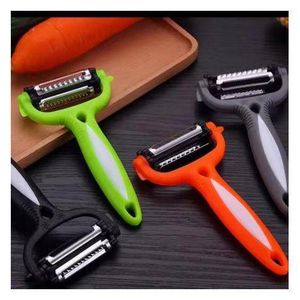 Vegetable And Fruit Peeler, Julienne Peeler, 3 In 1 Multifunctional Rotary Peeler, 3 Stainless Steel Blades: Serrated, Straight, Julienne. Comfortable Non-Slip Handle