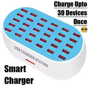 30 Port USB Smart Charging Station for Multiple Devices at Once, Fast Charger Dock Hub Desktop Multi-Protection Recognition, Suitable for Travel, Family Gatherings, Schools, Shopping malls, Hotels, Shops, Kinyozi
