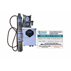 Premier Solar Submersible Pump for Tank Filling 110m Head 72V