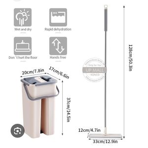 360° Flat Mop & Bucket Set – Hands-Free Self-Wringing Microfiber Floor Cleaning System