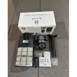 Hikvision Night Vision Activated Two In One V380 Pro 12MP 4G Sim card PTZ Rotating Triple Lens (Three screens) Outdoor Security Solar Camera Solar street light with Solar Street Light