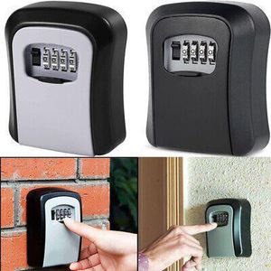 Wall-Mounted Key Lock Box Full Metallic 4-Digit Combination Key Safe Box with Resettable Key Password