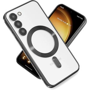 Samsung Galaxy S23+ Plus Phone Case, Black Electroplated Clear Case with Magnet for Magsafe & Wireless Charging Support for Second Device