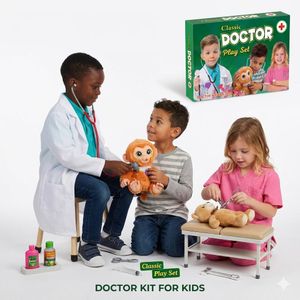 Classic Doctor Play Set for Kids - 12 Piece Educational Medical Kit with Stethoscope & Accessories - Best Children's Gift