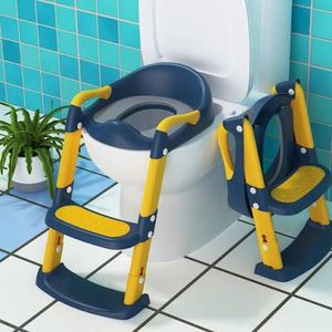Blue/yellow Baby auxiliary toilet ladder folding Seat for kids