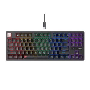 Havit KB892L Compact Mechanical Gaming Keyboard-87-Key TKL Layout, Mechanical Switches, RGB Backlight, 50 Million Keystroke Life, Detachable USB to Type-C Cable