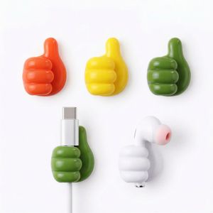 ShebSheb 5‑Pack Thumb‑Shaped Cable Organizer Clips – Adhesive Wire Management Hooks for Desk, Wall, and Kitchen Use