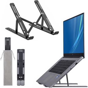 Bn 6 Angles Adjustable Aluminum Ergonomic Foldable Portable Tabletop Laptop/Desktop Riser Stand Holder Compatible for MacBook, HP, Dell, Lenovo & All Other Notebook (1pc, Black)