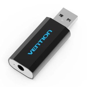 Vention 4-Pole USB External Sound Card, Black – USB Audio Adapter with 3.5mm TRRS Mic & Audio Support for Laptop, Desktop, Headset & Speaker Connectivity