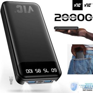 VIC 20000mAh Power Bank+ Dual LED Lights+ Portable Charge+ Ultra Light Battery Pack