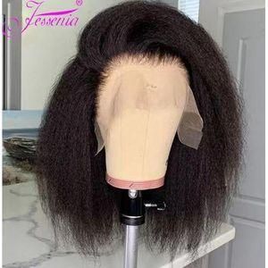 Deep full frontal kinky straight human blend wig 