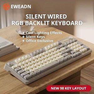 General  G98 Wired silent keyboard with colorful lights, 98 key layout, mechanical feel-Grey