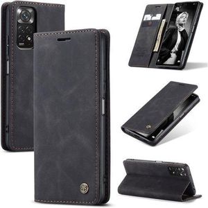 Caseme For Xiaomi Redmi Note 11 4G/ Redmi Note 11s Suede PU Leather Wallet Case Flip Folio Stand View Shock-proof Book Matte PU Cover With Card/Cash Slots Kickstand Magnetic Closure