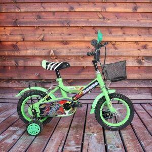 Sturdy Frame Colorful Design Cartoon Bike Green Size 12 Inch 2-4 years Old 85–100 cm  Children Kids Bike Bicycle with Stabilizer & Front Basket