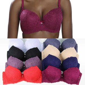 Binnys Half Cup Floral Lace Front Cross Line Bra For Women