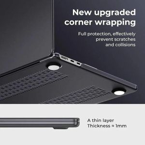 Folio Compatible with MacBook Air 13 inch M5 2026-2022 M4 M3 M2 A3449 A3240 A3113 A2681, Sleek Hard Shell Scratch Resistant Protective Cover Compatible for MacBook Air 13.6 inch, Matte Black