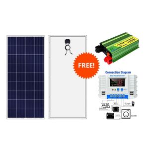Solarmax 300 W Solar Panel Monocrystalline Solar Panel + Free 30A Solar Charge Controller +  Free 1000 Watts Solar Inverter DC to AC 1000W Inverter