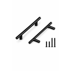 Modern Black Cabinet Handles – Set with Screws