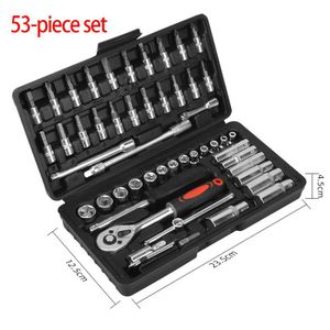 53 piece socket ratchet wrench kit with quick release ratchet  drill socket kit and extension rod ratchet kit