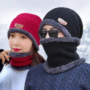 2 pieces Neck sets Hats Men Girl Winter Head hooded Cap Earmuffs Head Caps Male beanie mask