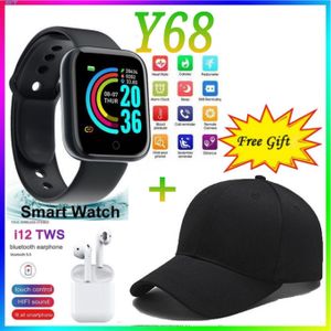 Bluetooth Smart Watch Y68 +Free Cap , Airpods