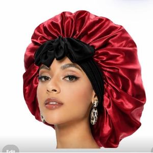  Bonnet For Women Jumbo Hair Bonnet with adjustable Tie Band-ROYAL MAROON