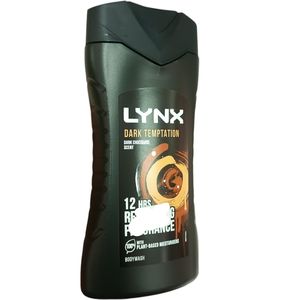 Lynx DARK TEMPTATION BODYWASH Dark Chocolate Scent 12 Hours Refreshing Fragrance MOISTURIZING Body Wash cf