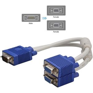 VGA Splitter Cable, 15Pin 1 Male to 2 Female Y Adapter Monitor Converter Cable for PC Video Computer TV Projector(NOTICE:CAN'T SUPPORT BIG SCREEN AND LONG DISTANCE,NO POWER SUPPLY)
