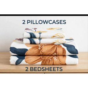 Elegant Floral 6×6 4-Piece Bedsheet Set -2 bedsheets 2 pillow cases 