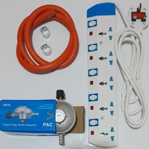 Inextention Power King >5 way Heavy Duty// 5way  Power Socket Extension Cable,,5 Way // 5 way power extension + 6KG gas regulator + pipe +clips