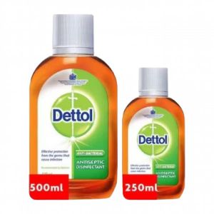 Dettol Antiseptic Liquid 500ml + 250ml Bundle  Kills 100+ Germs  Pine Scent  For Cuts & Home Hygiene
