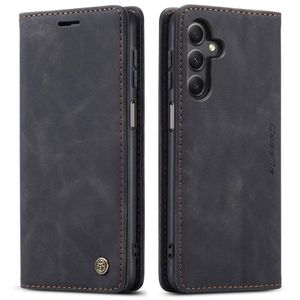 Caseme Samsung Galaxy A15 Phone Case, Black Wallet-Style Retro Leather Flip Protective Cover for Second Device