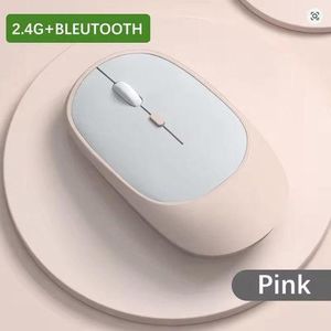 Wireless Bluetooth + 2.4G Dual-mode Rechargeable Optical Mouse - (Pink)