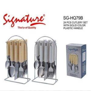 Signature 24pcs stainless steel cutlery set with plastic handle