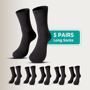 Moloca  5 Pairs Unisex  Soft Cotton long Socks Cotton Comfortable Breathable Socks Casual office Everyday Wear,Black