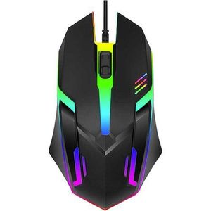 Wired Gaming Mouse - USB Optical, 800/1200/1600 DPI, Black, Ergonomic Design